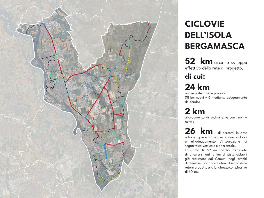 La mappa delle Ciclovie dell'Isola bergamasca