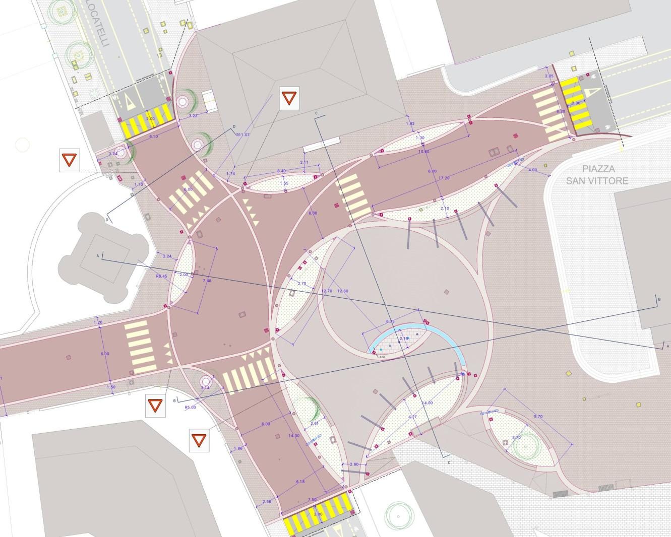 Planimetria di progetto di piazza San Vittore